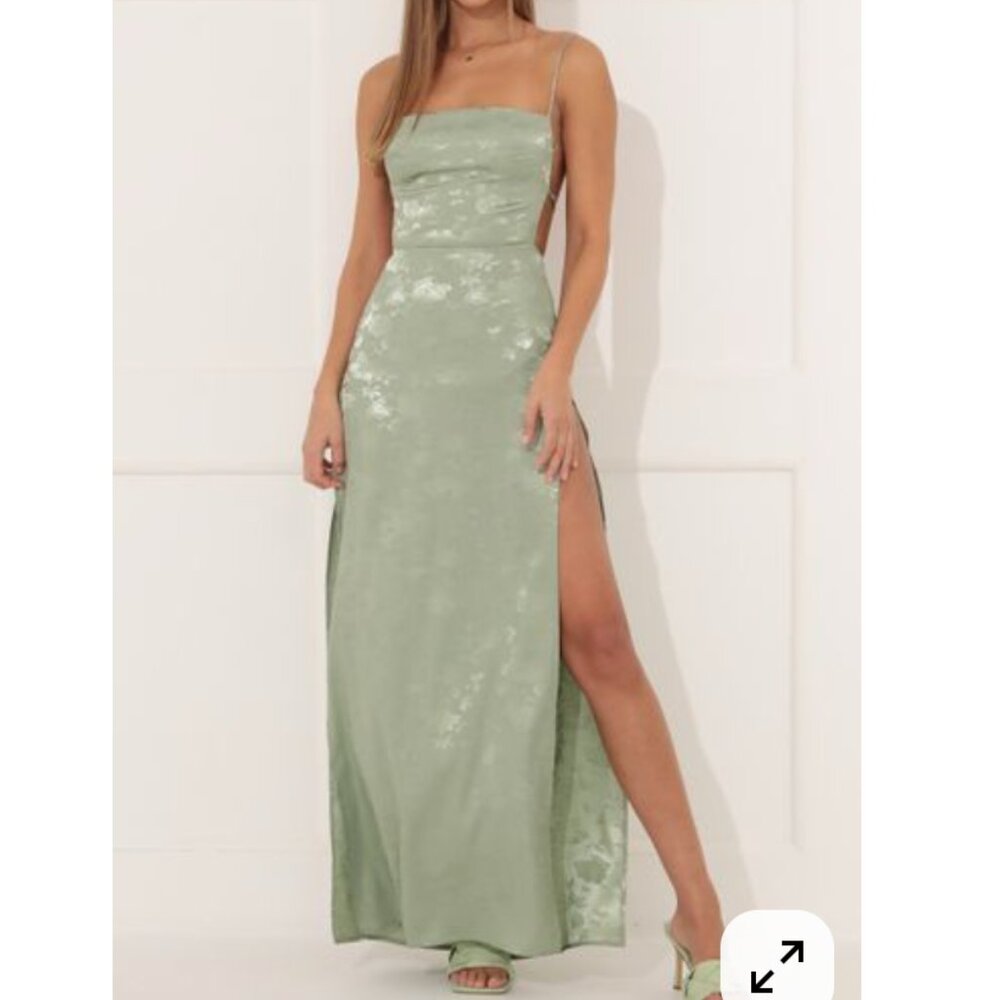 Backless Satin Floral Maxi Dress